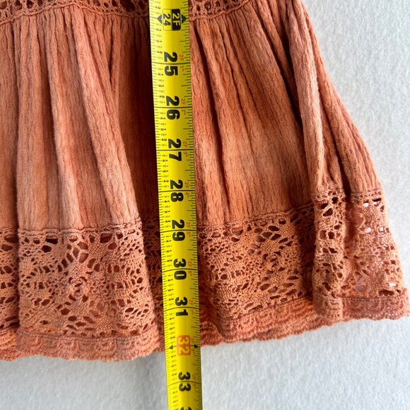Free People Dress Womens 4 Small Sunrise Distress Tie Dye Boho Cottage Ruffle - Picture 6 of 13